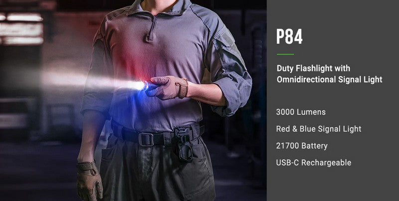 P84 - Lampe torche EDC et Balise de signalisation - 3000 Lumens