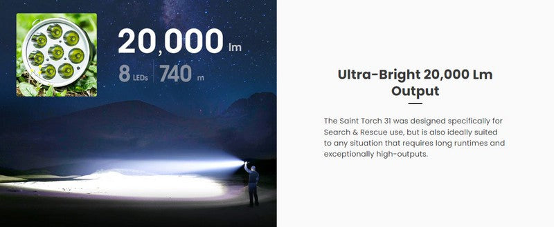 ST31 - Lampe torche de recherche - 20000 Lumens