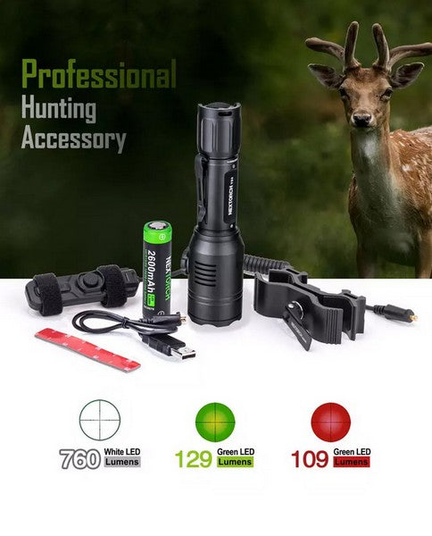 T53 SET - Lampe tactique lumière blanc, verte et rouge Kit chasse - 760 Lumens