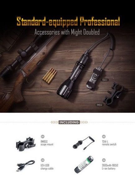 T7 V2.0 SET - Lampe tactique Kit chasse - 1300 Lumens