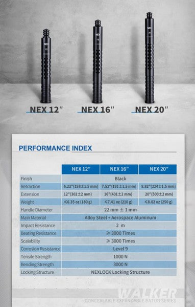 NEX Walker - Bâton matraque télescopique - 20&quot;