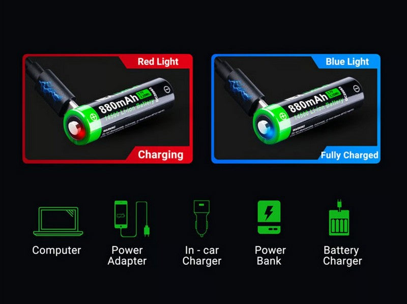 14500 - Batterie 880 mAh - Li-ion rechargeable Type-C