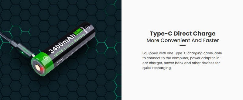 Batterie 18650 - 3400mAh 3.6V protégée Li-ion USB-C