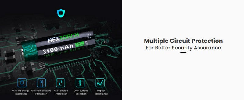 Batterie 18650 - 3400mAh 3.6V protégée Li-ion USB-C