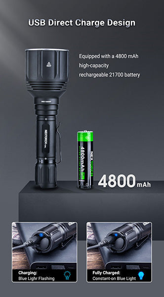 T20L - Lampe Torche Laser - 900 Lumens rechargeable - Portée 2000 mètres