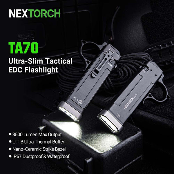 TA70 - Lampe Torche Tactique 3500 Lumens - Ultra-compacte - Accès direct au Strobe