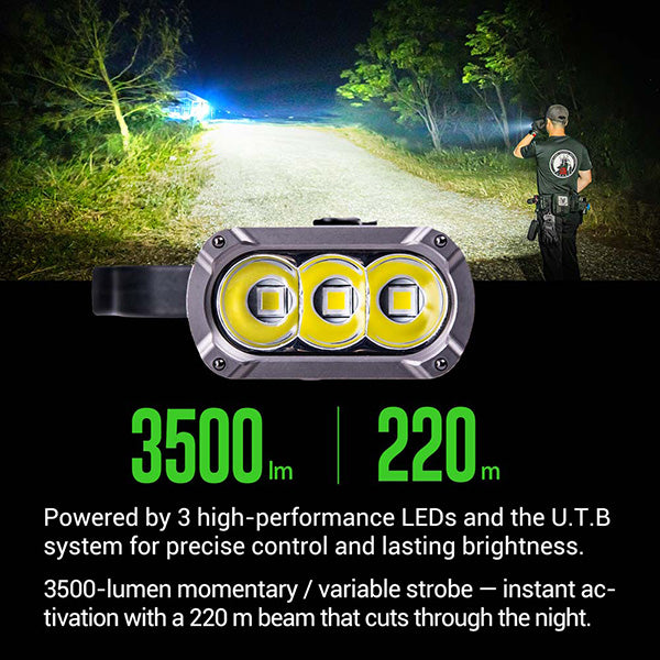 TA70 - Lampe Torche Tactique 3500 Lumens - Ultra-compacte - Accès direct au Strobe