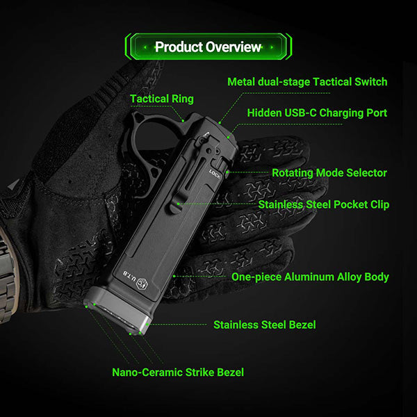 TA70 - Lampe Torche Tactique 3500 Lumens - Ultra-compacte - Accès direct au Strobe