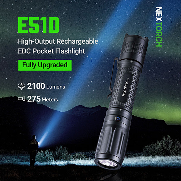 E51D - Lampe torche tactique 2100 Lumens - rechargeable USB-C