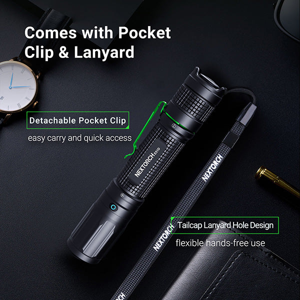 E51D - Lampe torche tactique 2100 Lumens - rechargeable USB-C