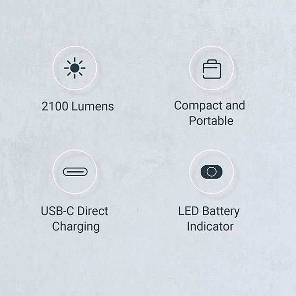 E51D - Lampe torche tactique 2100 Lumens - rechargeable USB-C