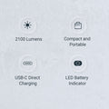 E51D - Lampe torche tactique 2100 Lumens - rechargeable USB-C