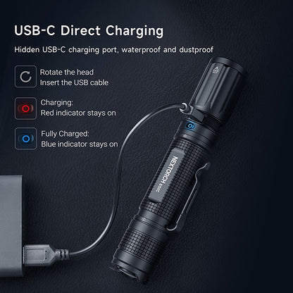 E52D - Lampe torche tactique 3700 Lumens - rechargeable USB-C