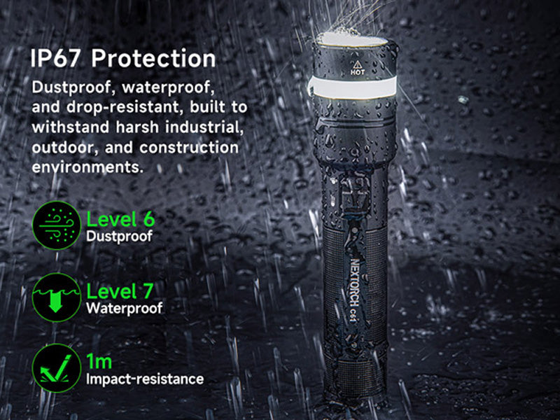 C61 - Lampe torche 3500 Lumens - Double Faisceau - Variation Continue - Rechargeable USB-C