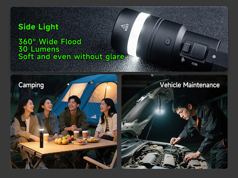 C61 - Lampe torche 3500 Lumens - Double Faisceau - Variation Continue - Rechargeable USB-C