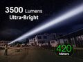 C61 - Lampe torche 3500 Lumens - Double Faisceau - Variation Continue - Rechargeable USB-C