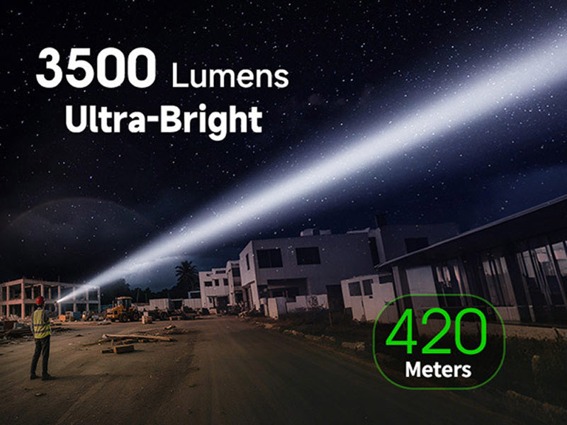 C61 - Lampe torche 3500 Lumens - Double Faisceau - Variation Continue - Rechargeable USB-C