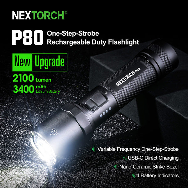 P80B - Lampe Torche 2100 Lumens rechargeable USB-C