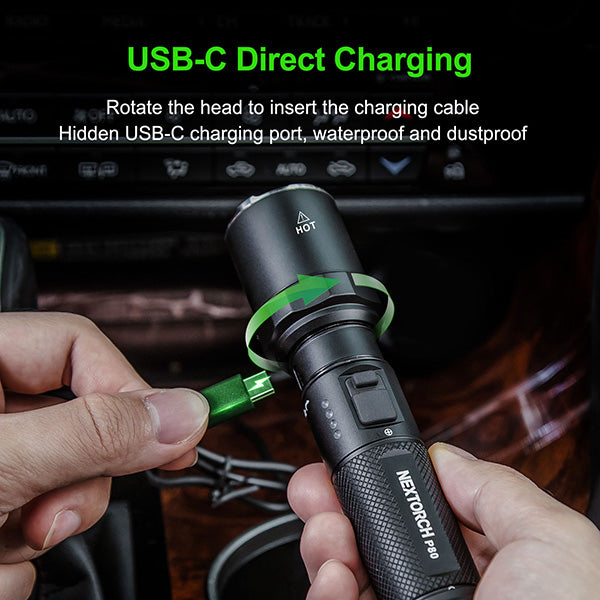 P80B - Lampe Torche 2100 Lumens rechargeable USB-C