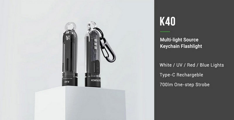 K40 - Porte clé UV et flash rouge bleu rechargeable- 300 Lumens