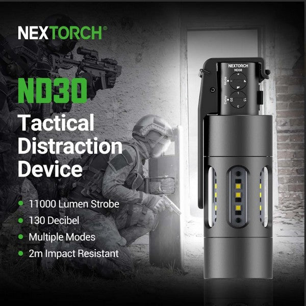 Nextorch ND30 et ND30B : Flashbang rechargeable pour les professionnels de sécurité