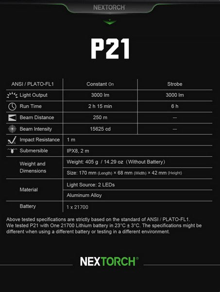 P21 - Phare focalisable pour bouclier balistique - 3000 Lumens