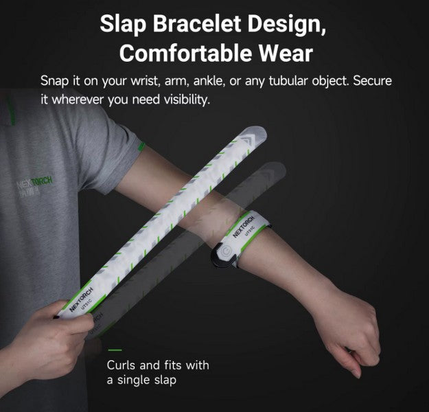 UT51C - Bracelet d'avertissement orange vert bleu clignotant - rechargeable USB-C