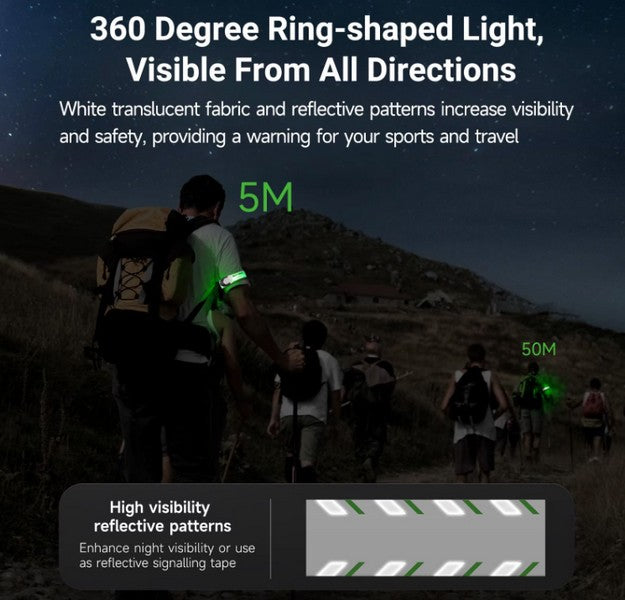 UT51C - Bracelet d'avertissement orange vert bleu clignotant - rechargeable USB-C