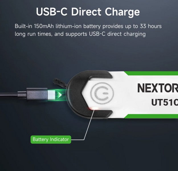 UT51C - Bracelet d'avertissement orange vert bleu clignotant - rechargeable USB-C
