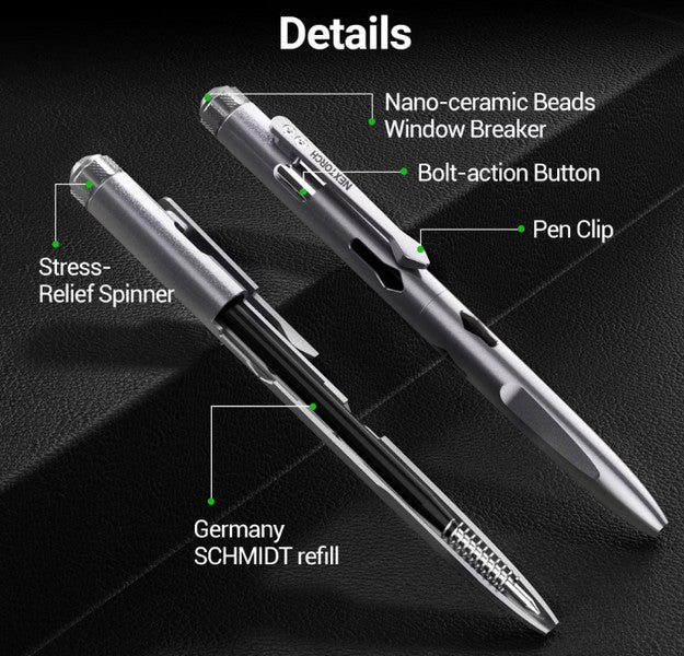NP11 Ti - Stylo tactique de sécurité avec brise vitre - Titane