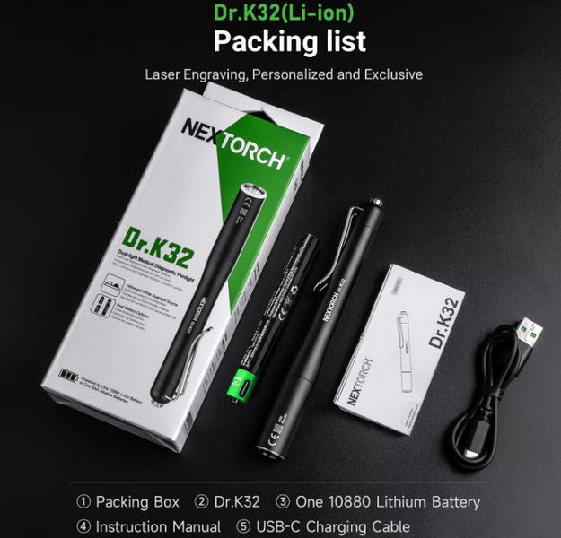 Dr. K32 - Lampe stylo médicale rechargeable - 80 Lumens