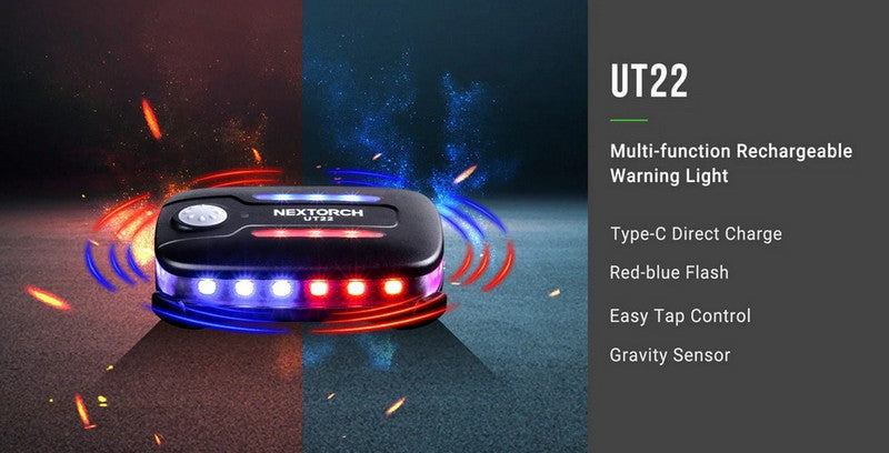 UT22 L - Lampe multifonction rouge et bleu clignotant - 11 Lumens