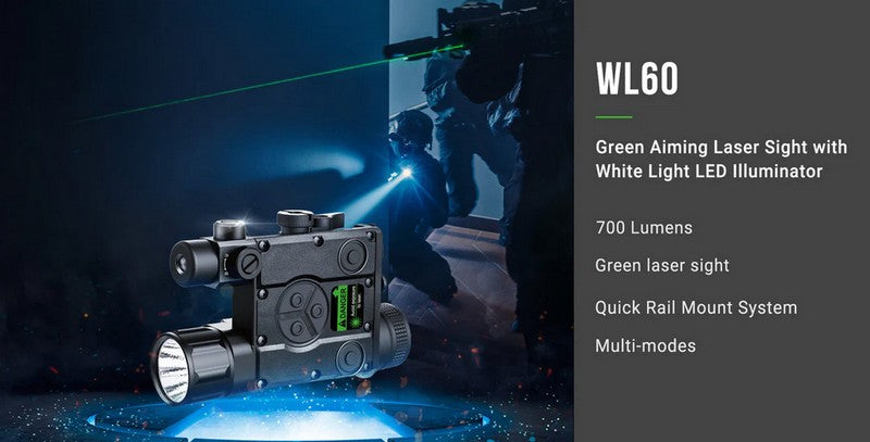 WL60 - Lampe pour arme longue - 700 Lumens + Laser vert