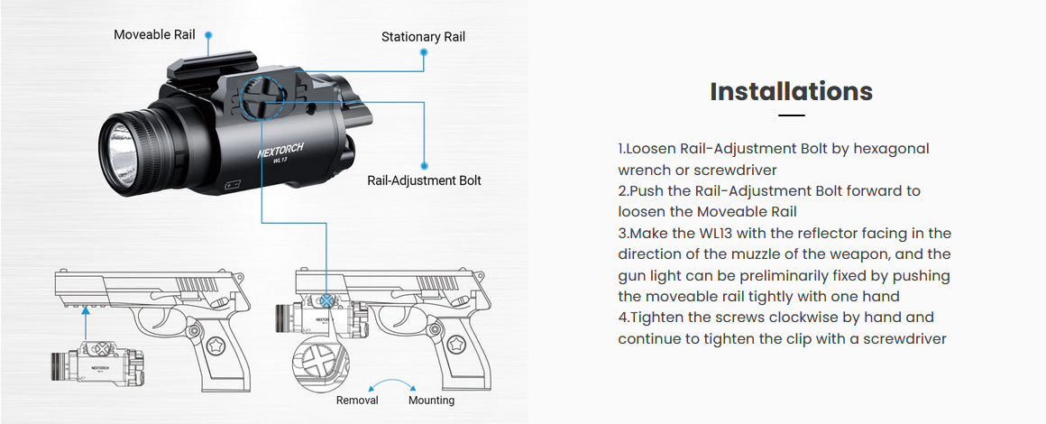 WL13 - Lampe pour arme de poing - 1300 Lumens