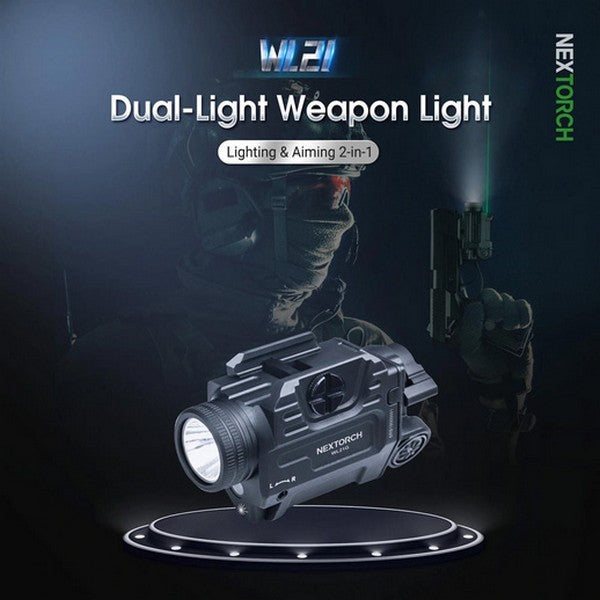 WL21G - Lampe pour arme de poing laser vert fixation rail - 650 Lumens