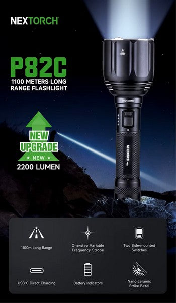 P82C - Lampe torche longue portée - 2200 Lumens