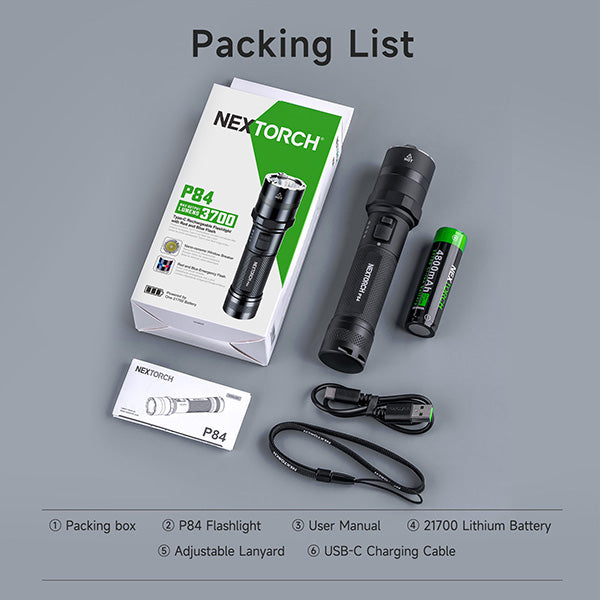 P84B - Lampe Torche 3700 Lumens rechargeable - balise de signalisation