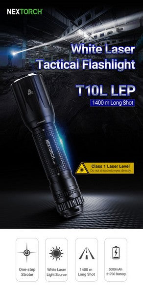 T10L - Lampe torche laser LEP longue portée - 520 Lumens