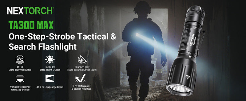 Lampe Torche Tactique Nextorch TA30D MAX SET - 4000 Lumens avec anneau tactique