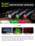 T53 SET - Lampe tactique lumière blanc, verte et rouge Kit chasse - 760 Lumens