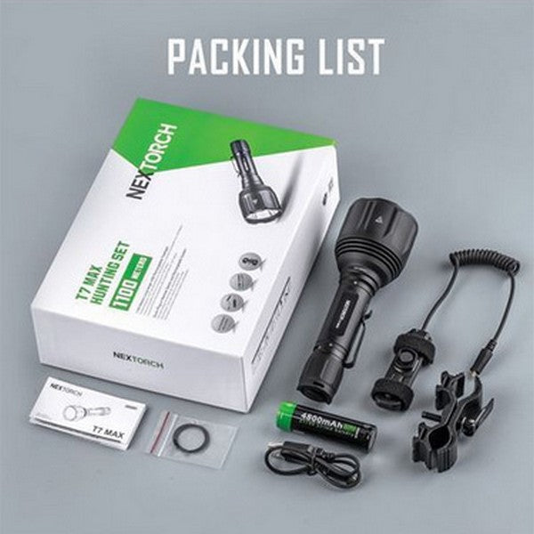 T7 MAX SET - Lampe tactique Kit chasse - 1200 Lumens