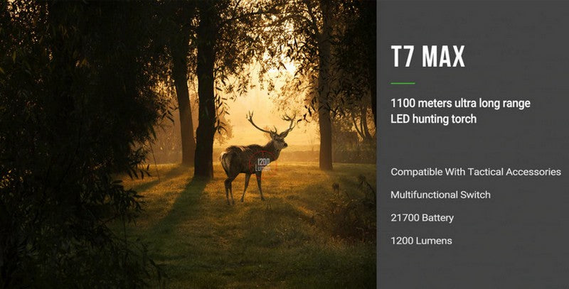 T7 MAX SET - Lampe tactique Kit chasse - 1200 Lumens