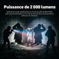 P09 - Lampe tactique 2000 lumens 4 sources blanc, UV, rouge et bleu