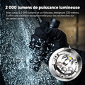 P09 - Lampe tactique 2000 lumens 4 sources blanc, UV, rouge et bleu